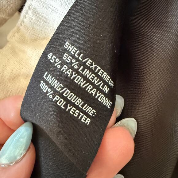 7 FOR ALL MANKIND | Black and White Linen Blend Scoop Neck Crop Top | Medium - Picture 5 of 5